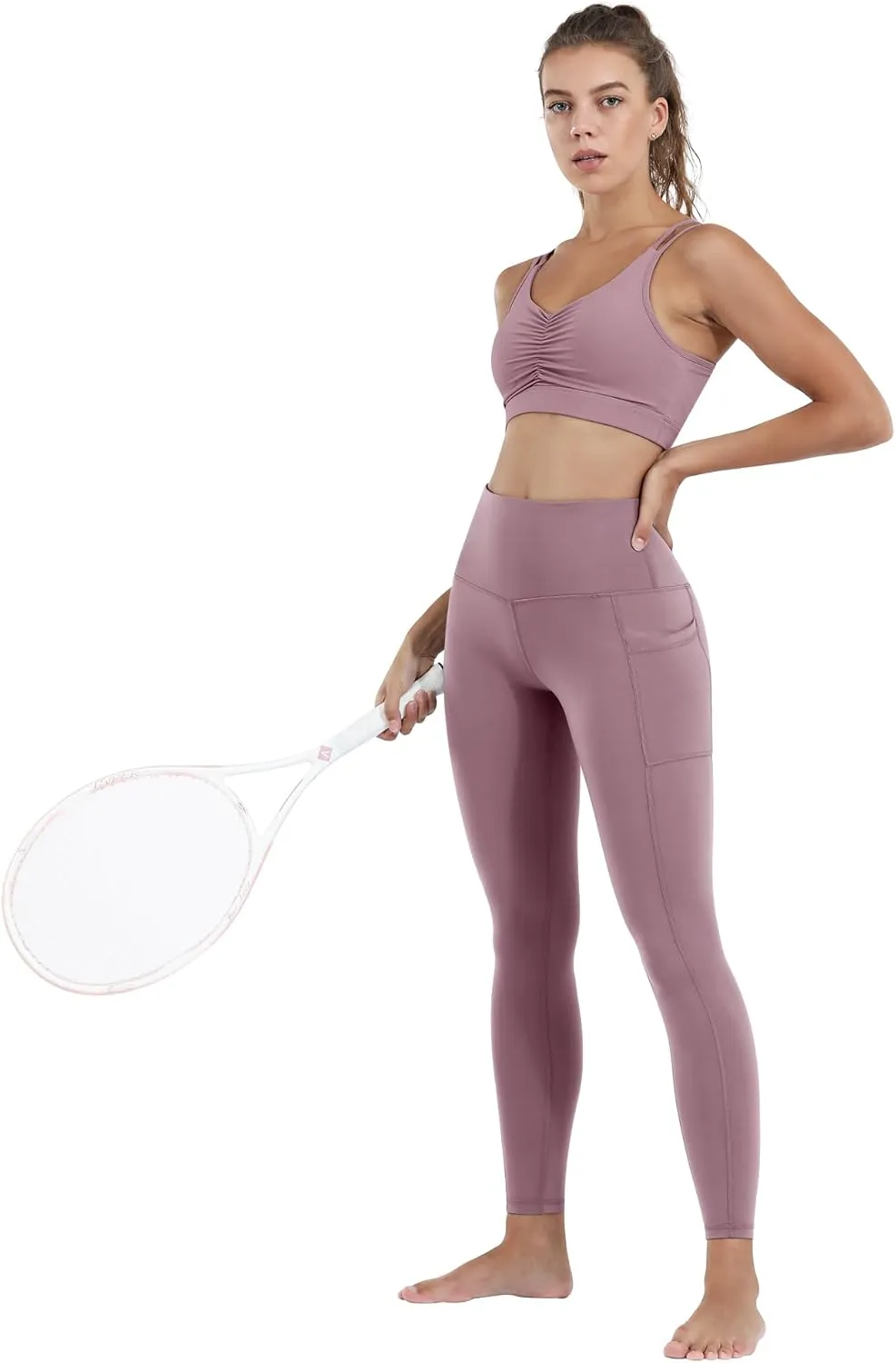 CHRLEISURE Leggings with Pockets for Women, High Waisted Tummy Control Workout Yoga Pants