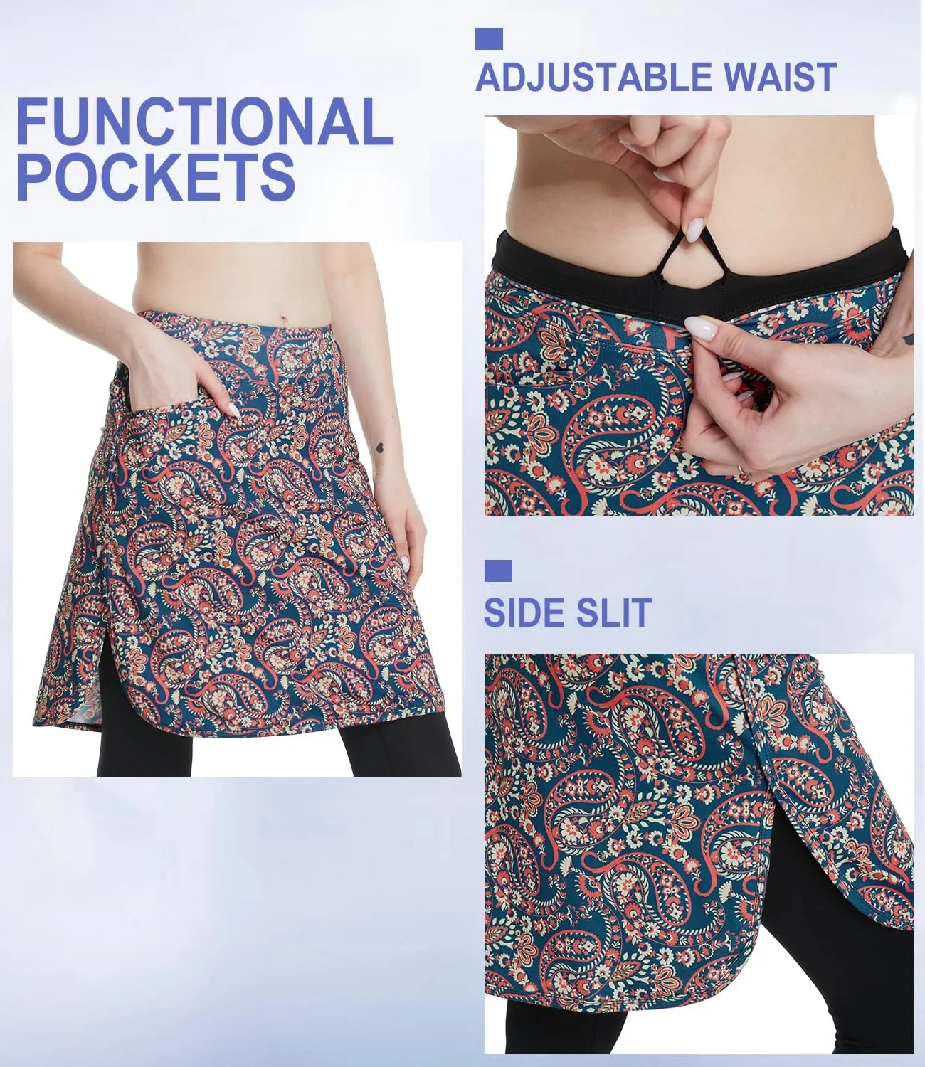 Cityoung Capri with Skirt Attached for Women - Modest Skirt Leggings