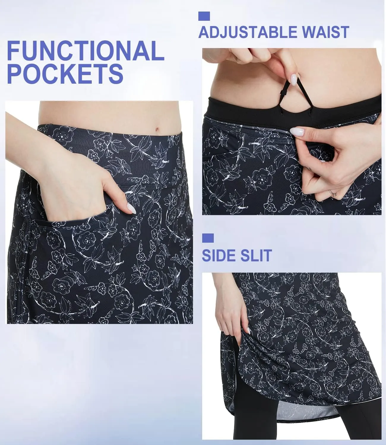 Cityoung Capri with Skirt Attached for Women - Modest Skirt Leggings