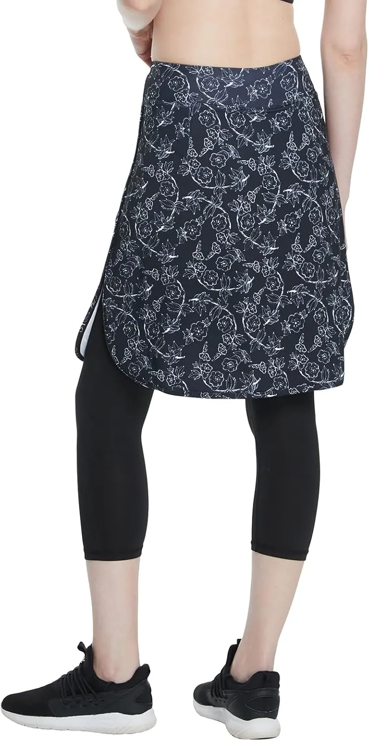 Cityoung Capri with Skirt Attached for Women - Modest Skirt Leggings