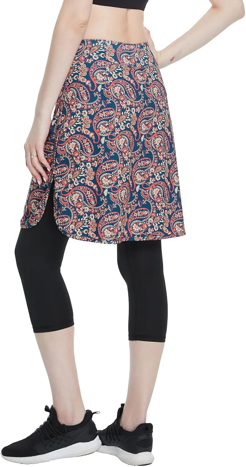 Cityoung Capri with Skirt Attached for Women - Modest Skirt Leggings