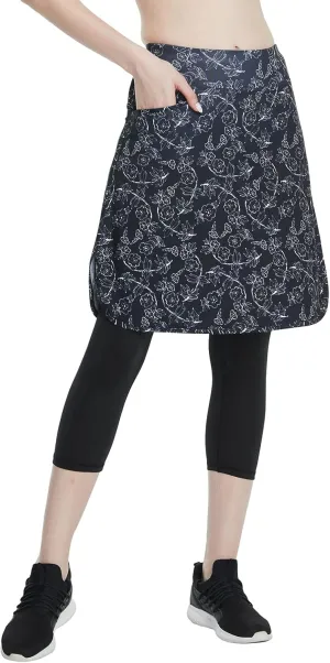Cityoung Capri with Skirt Attached for Women - Modest Skirt Leggings