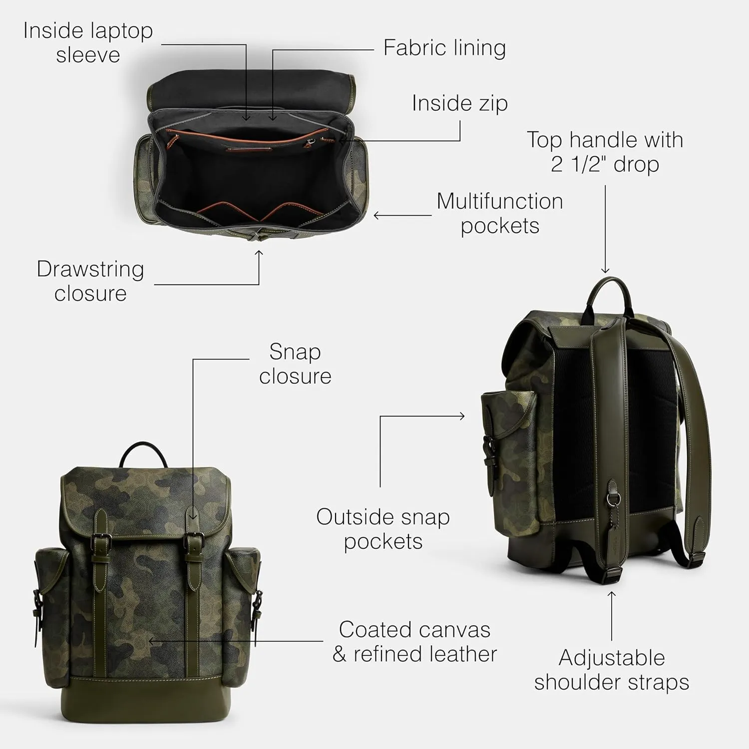 Coach Men's Hitch Backpack in Signature Camo, One Size