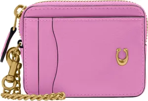 Coach Women's Essential Chain Card Case Accessory-Travel Wallet, B4/Fuschia