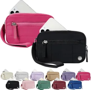Convely Essential Wristlet, Convely Essential Wristlet for Women Nylon Quilted Wallet with 3 Zipper Purse