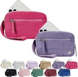 Convely Essential Wristlet, Convely Essential Wristlet for Women Nylon Quilted Wallet with 3 Zipper Purse