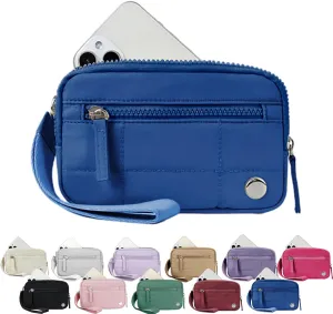 Convely Essential Wristlet, Convely Essential Wristlet for Women Nylon Quilted Wallet with 3 Zipper Purse