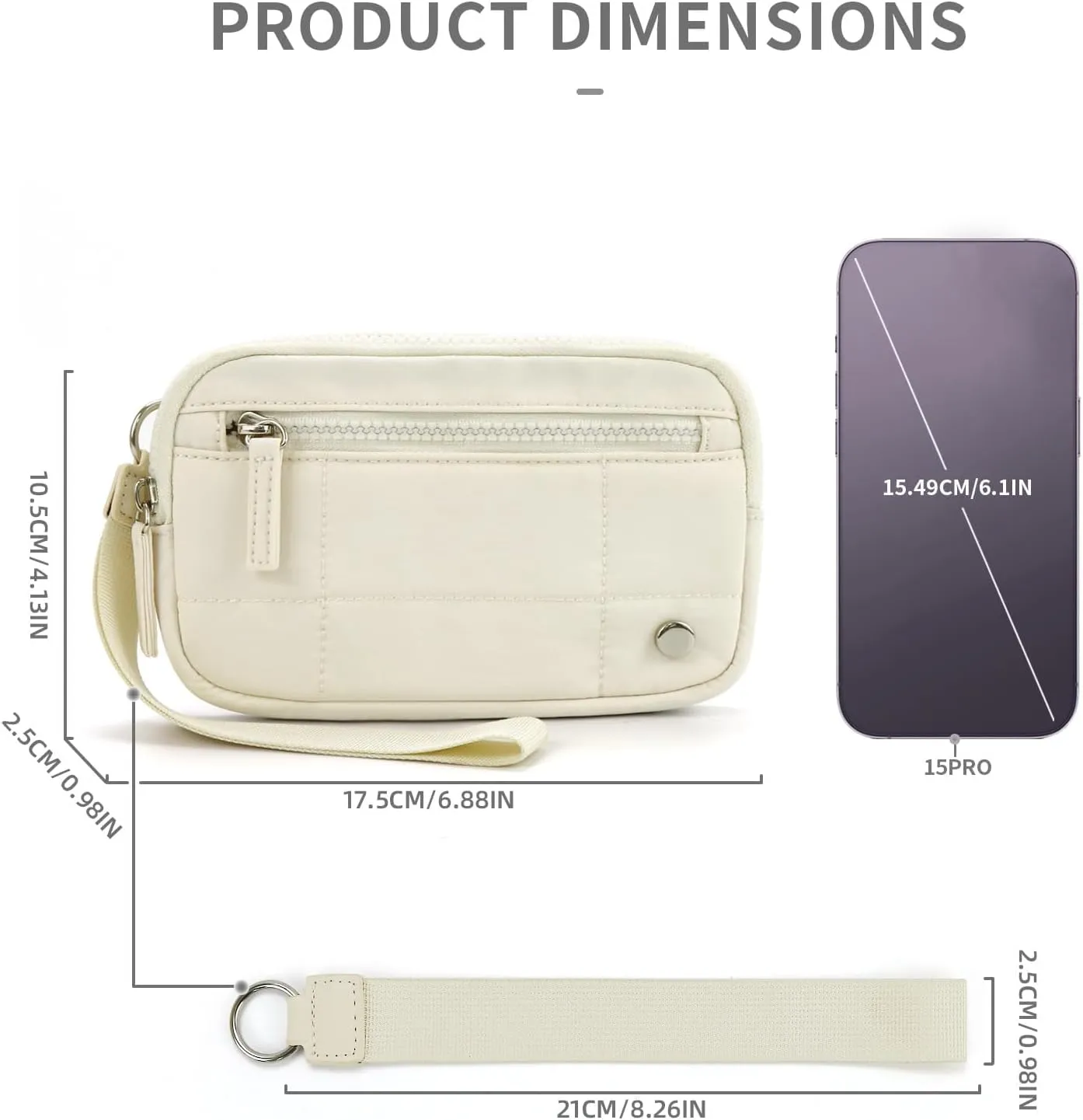 Convely Essential Wristlet, Convely Essential Wristlet for Women Nylon Quilted Wallet with 3 Zipper Purse