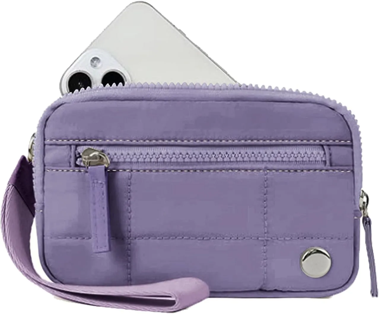 Convely Essential Wristlet, Convely Wristlet, Essential Wristlet for Women Nylon Quilted Wallet with 3 Zipper Purse