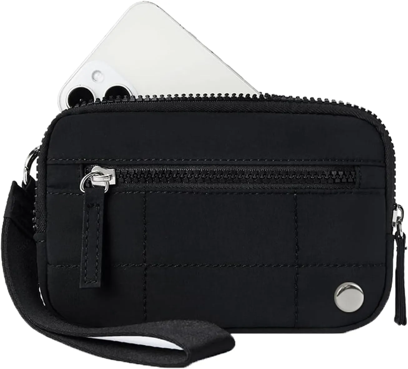 Convely Essential Wristlet, Convely Wristlet, Essential Wristlet for Women Nylon Quilted Wallet with 3 Zipper Purse