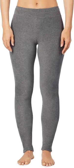 Cuddl Duds Fleecewear with Stretch Leggings for Women - Thermal Fleece Lined Base Layer Tights - Cold Weather Winter Clothes, Heather Charcoal, X-Large
