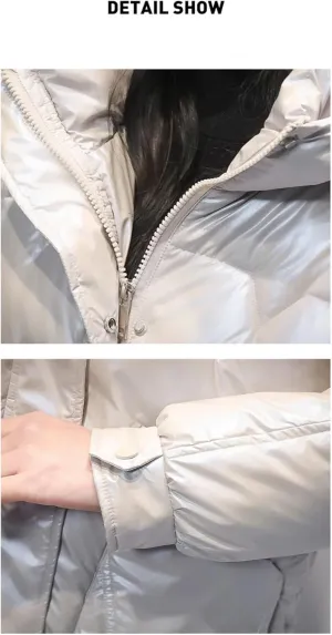 DBFBDTU Women Loose Winter Coat Cotton-Padded Jacket Hooded Parka Warm Tops Cotton Overcoat