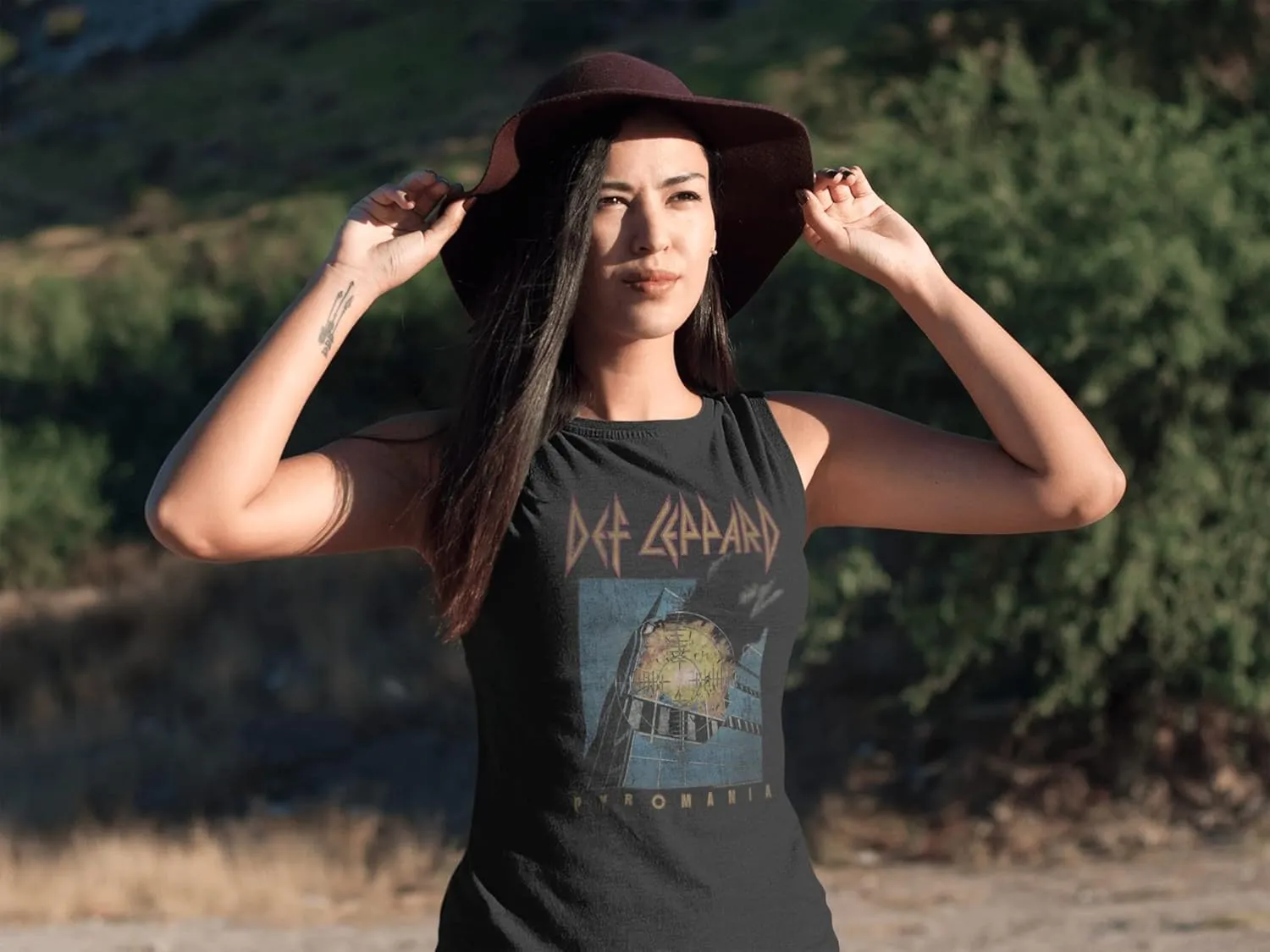 Def Leppard English Rock Heavy Metal Band Faded Pyromania Ladies Muscle Tank Top