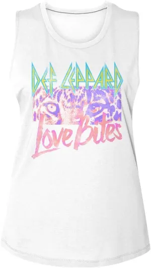 Def Leppard Heavy Metal Band Love Bites Leopard Eyes Ladies Muscle Tank Top