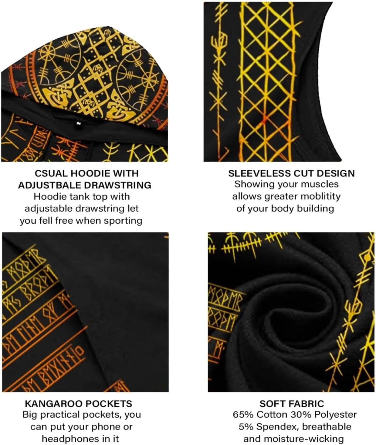 Desantiago - Men's Sleeveless Hoodies Workout Gym Sweatshirt Muscle Fit Fashion Athletic Hoodies Pullover Hooded
