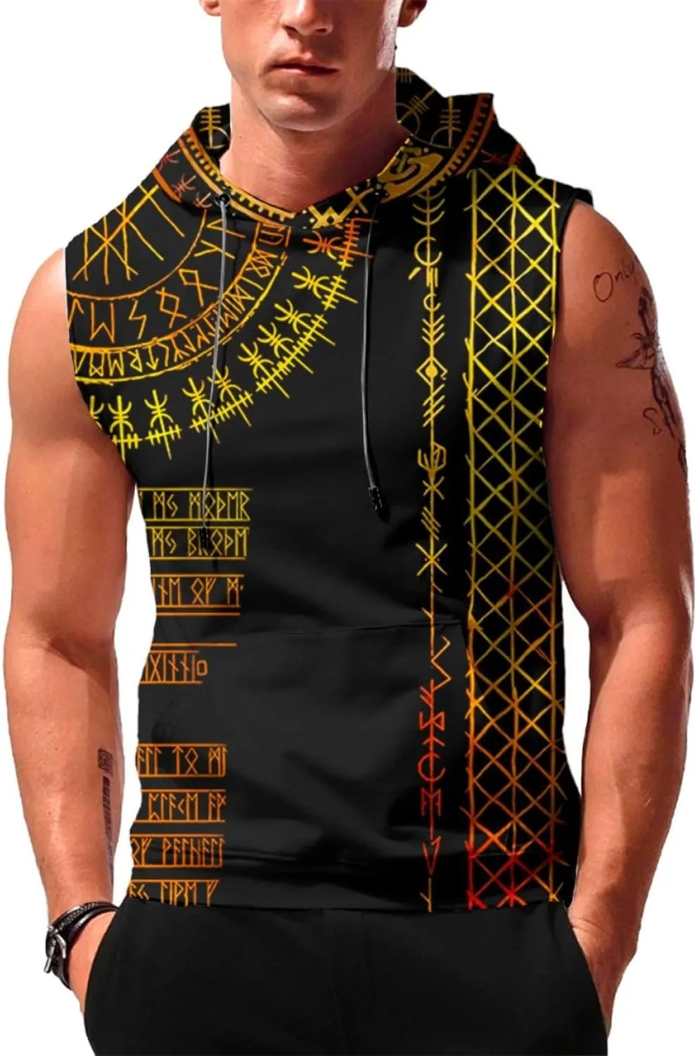 Desantiago - Men's Sleeveless Hoodies Workout Gym Sweatshirt Muscle Fit Fashion Athletic Hoodies Pullover Hooded