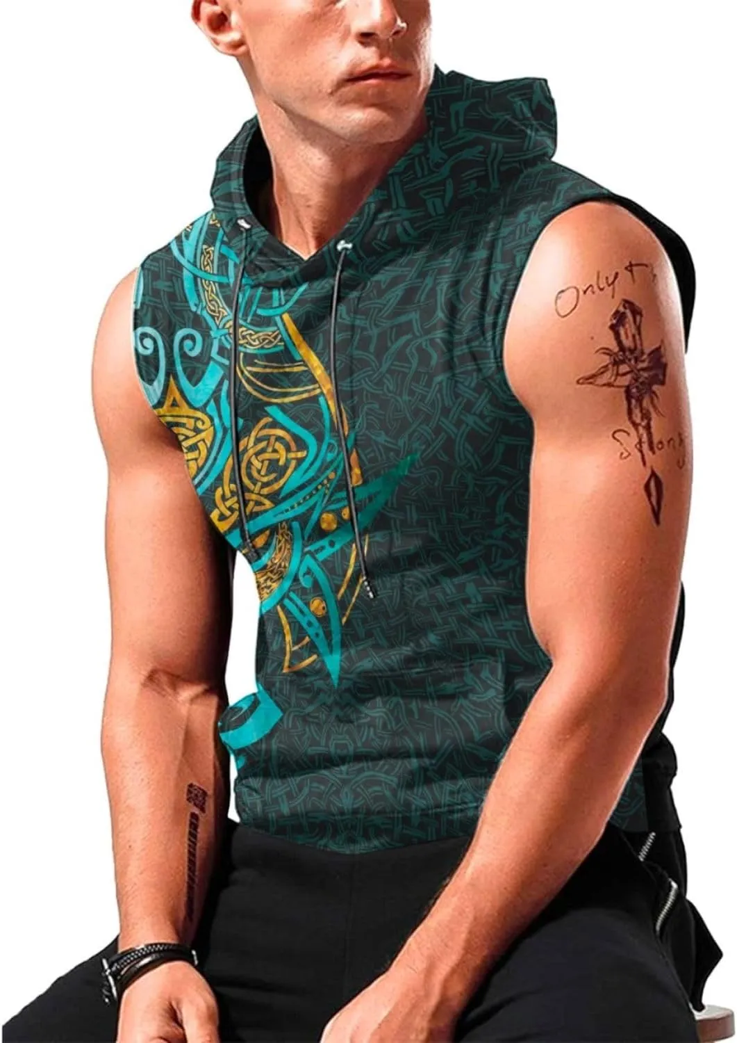 Desantiago - Men's Sleeveless Hoodies Workout Gym Sweatshirt Muscle Fit Fashion Athletic Hoodies Pullover Hooded