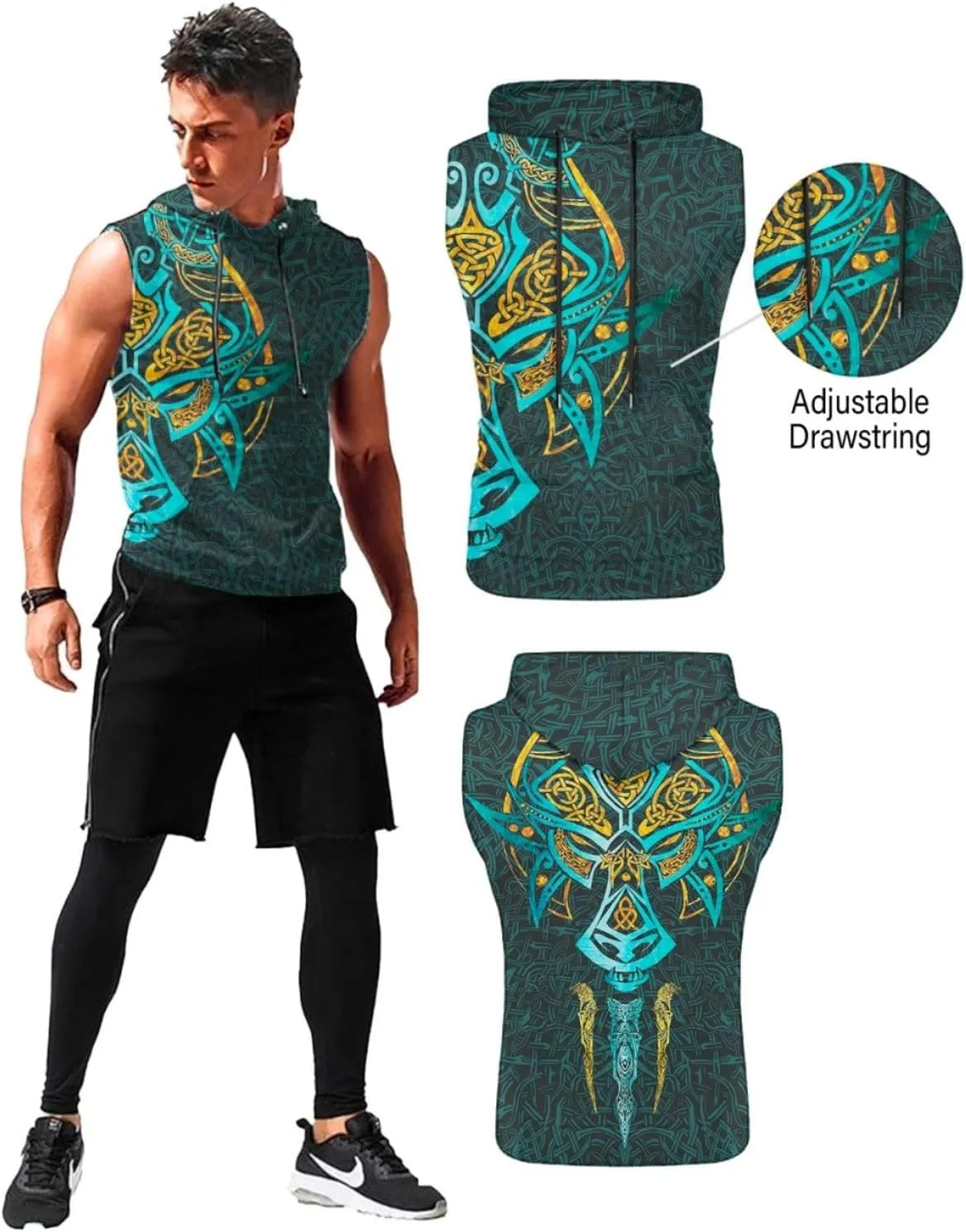 Desantiago - Men's Sleeveless Hoodies Workout Gym Sweatshirt Muscle Fit Fashion Athletic Hoodies Pullover Hooded