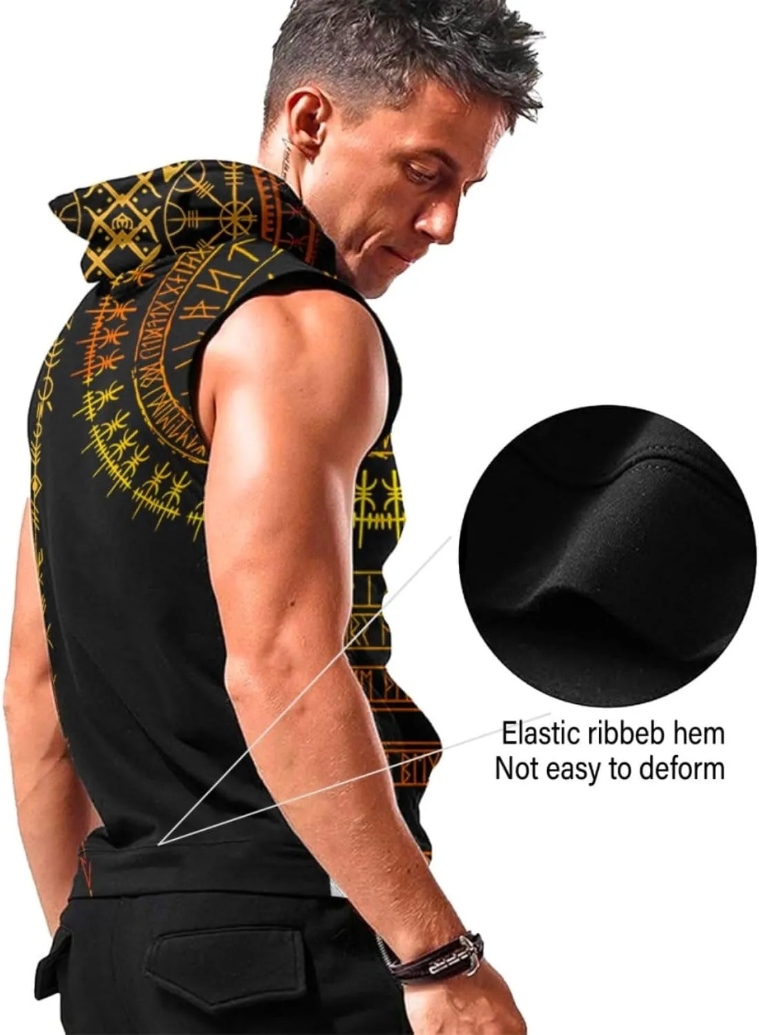 Desantiago - Men's Sleeveless Hoodies Workout Gym Sweatshirt Muscle Fit Fashion Athletic Hoodies Pullover Hooded