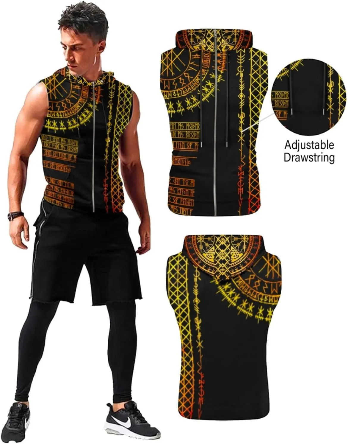Desantiago - Men's Sleeveless Hoodies Workout Gym Sweatshirt Muscle Fit Fashion Athletic Hoodies Pullover Hooded