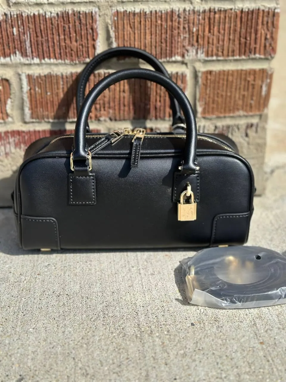 Elegant Lock Charm Genuine Leather Bag
