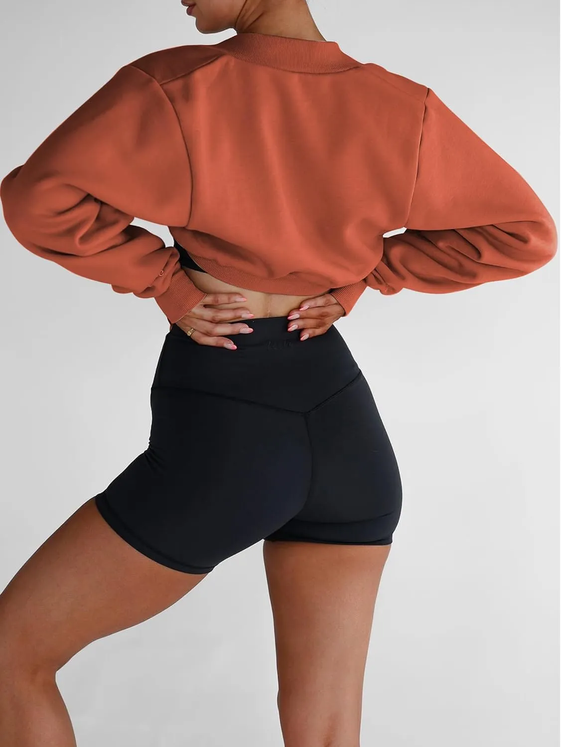 Famulily Womens Workout Shrug Long Sleeve Open Front Shrug Cropped Cardigans Trendy Bolero Sweatshirt with Thumb Holes