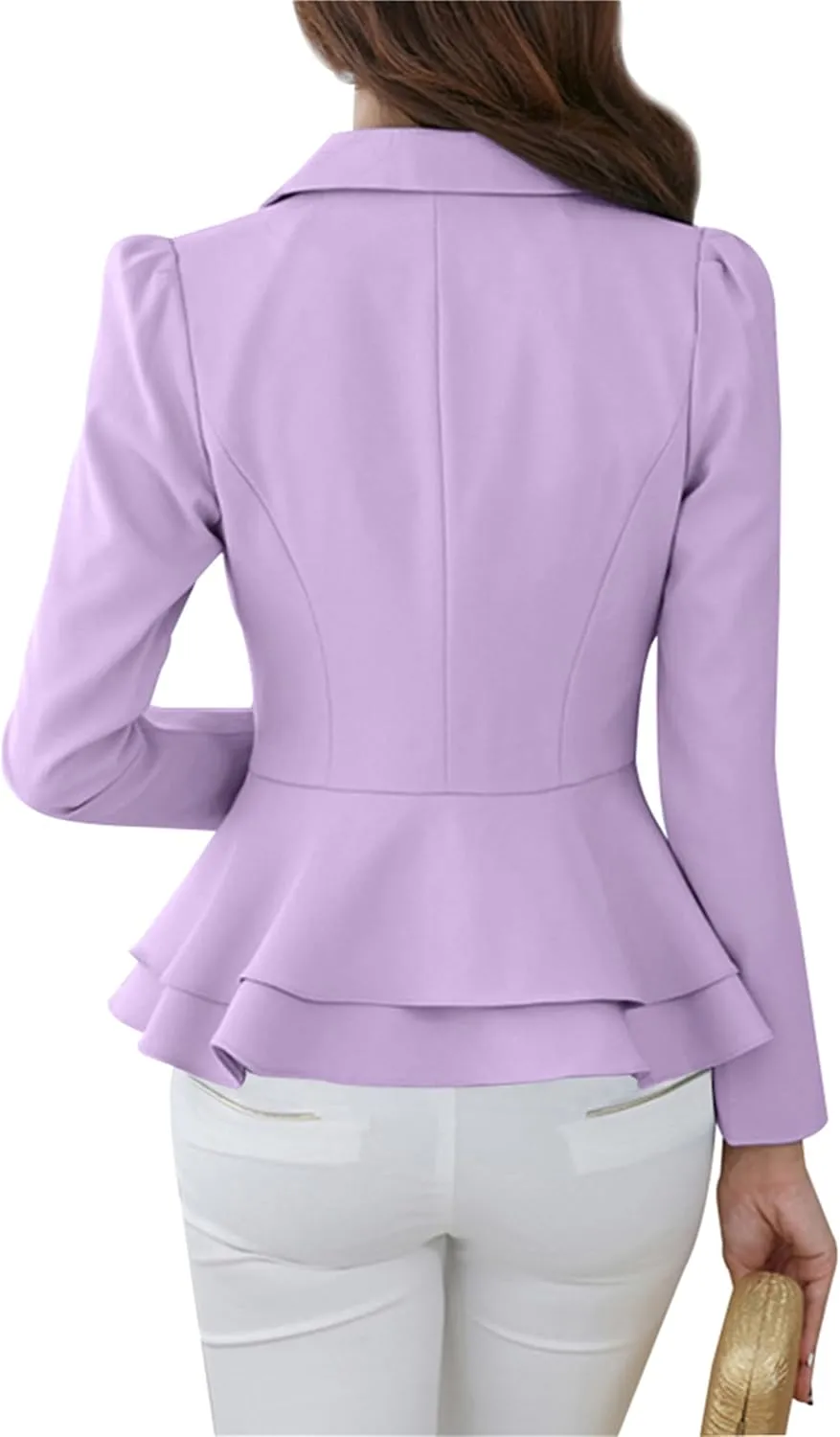 Fashion Button Down Blazer for Women Lightweight Lapel Front Open Blazer Casual Business Slim Fit Blazer