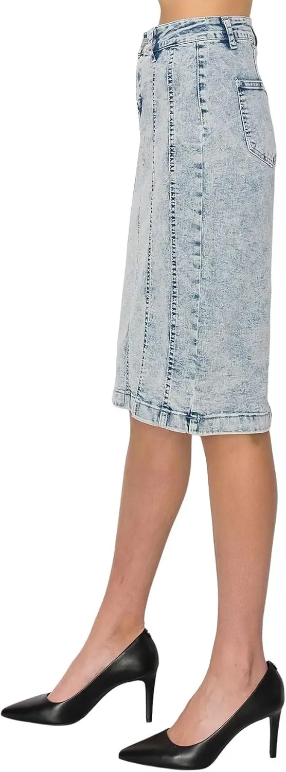 Fashion2Love Women's Juniors/Plus Size Middle - Length Stretch Denim Pencil Skirt (79031)
