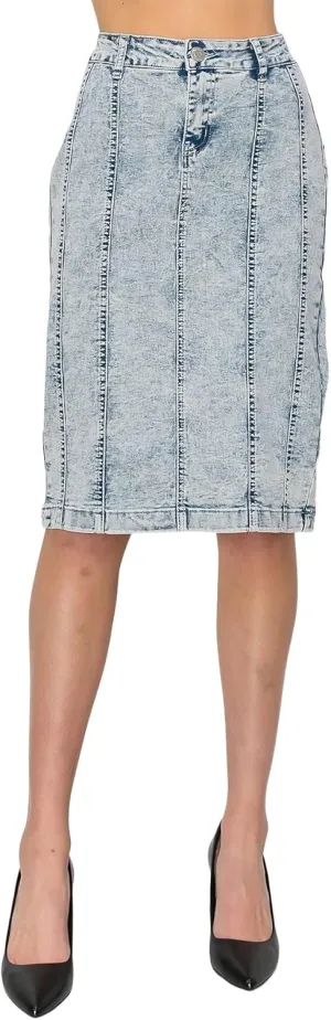 Fashion2Love Women's Juniors/Plus Size Middle - Length Stretch Denim Pencil Skirt (79031)