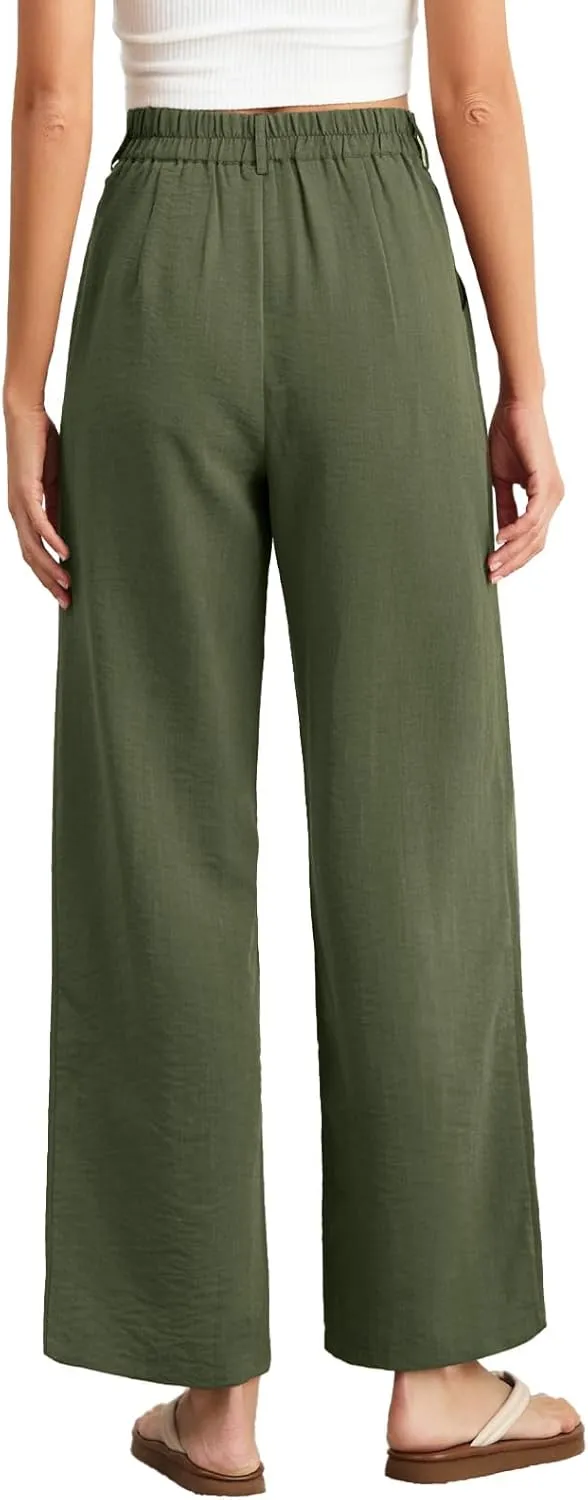 Feiersi Women's Wide Leg Pants Casual High Waisted Slacks Straight Dressy Pants Palazzo Trousers with Pockets
