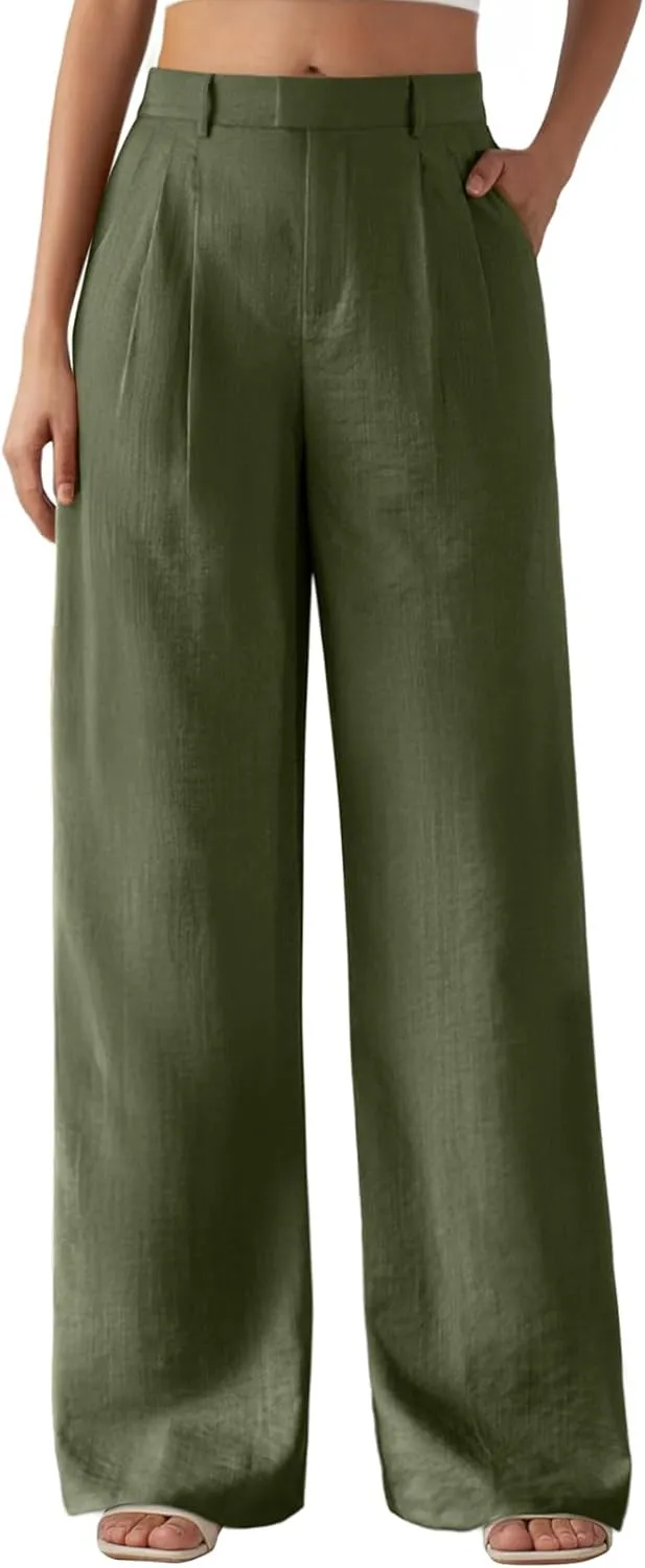 Feiersi Women's Wide Leg Pants Casual High Waisted Slacks Straight Dressy Pants Palazzo Trousers with Pockets