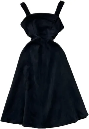 Female Square Collar Vintage Camisole Dress Women's Irregular Waist Unique Strap Vest Dress
