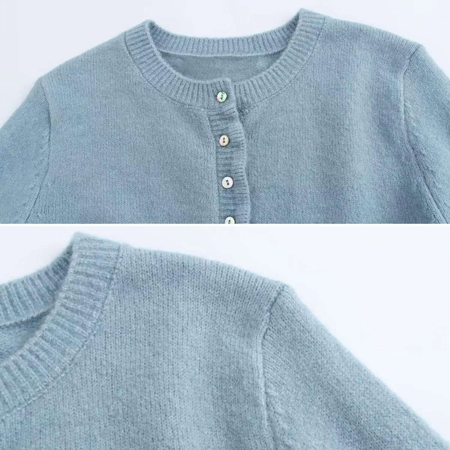 FindThy Womens Cropped Cardigan Sweater Trendy Crewneck Ruffle Long Sleeve Button Down Knitwear Tops