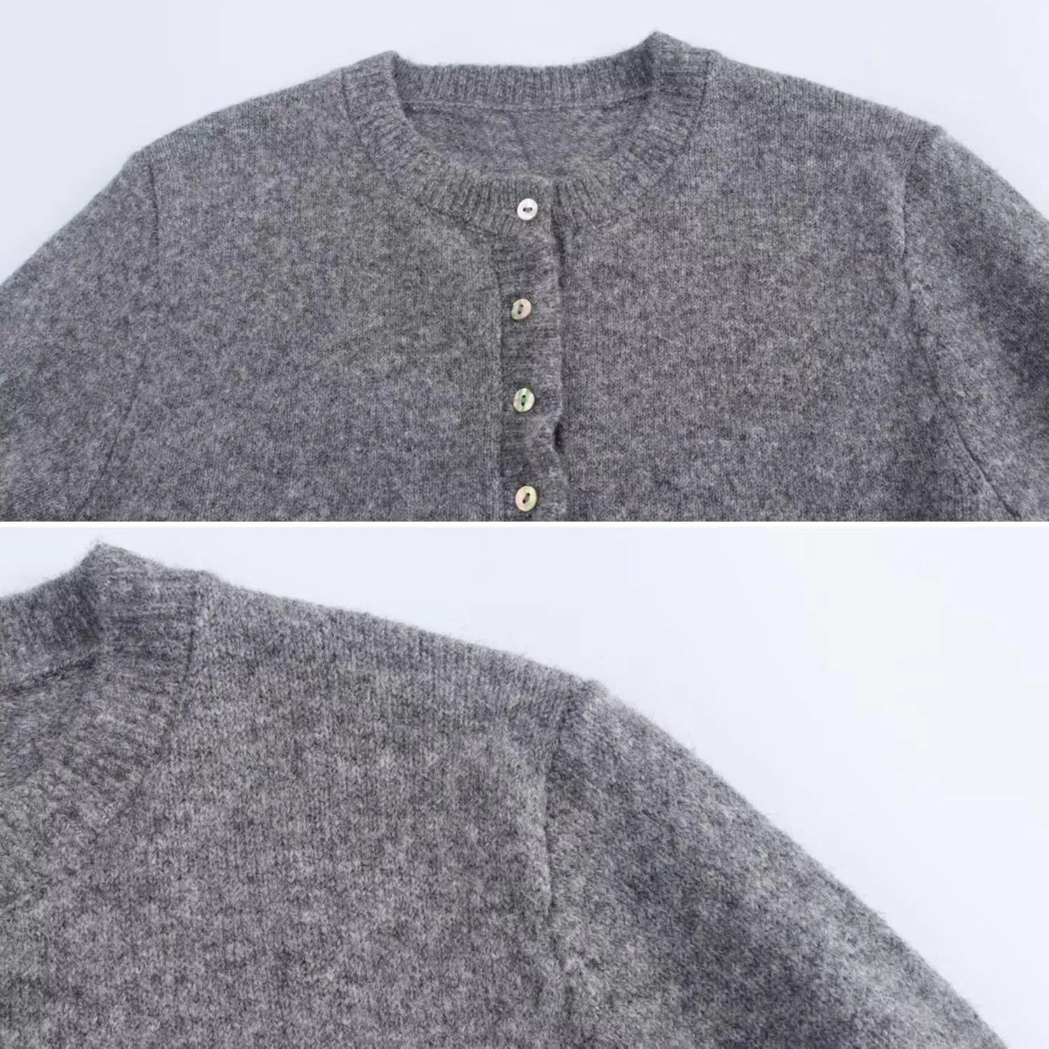 FindThy Womens Cropped Cardigan Sweater Trendy Crewneck Ruffle Long Sleeve Button Down Knitwear Tops