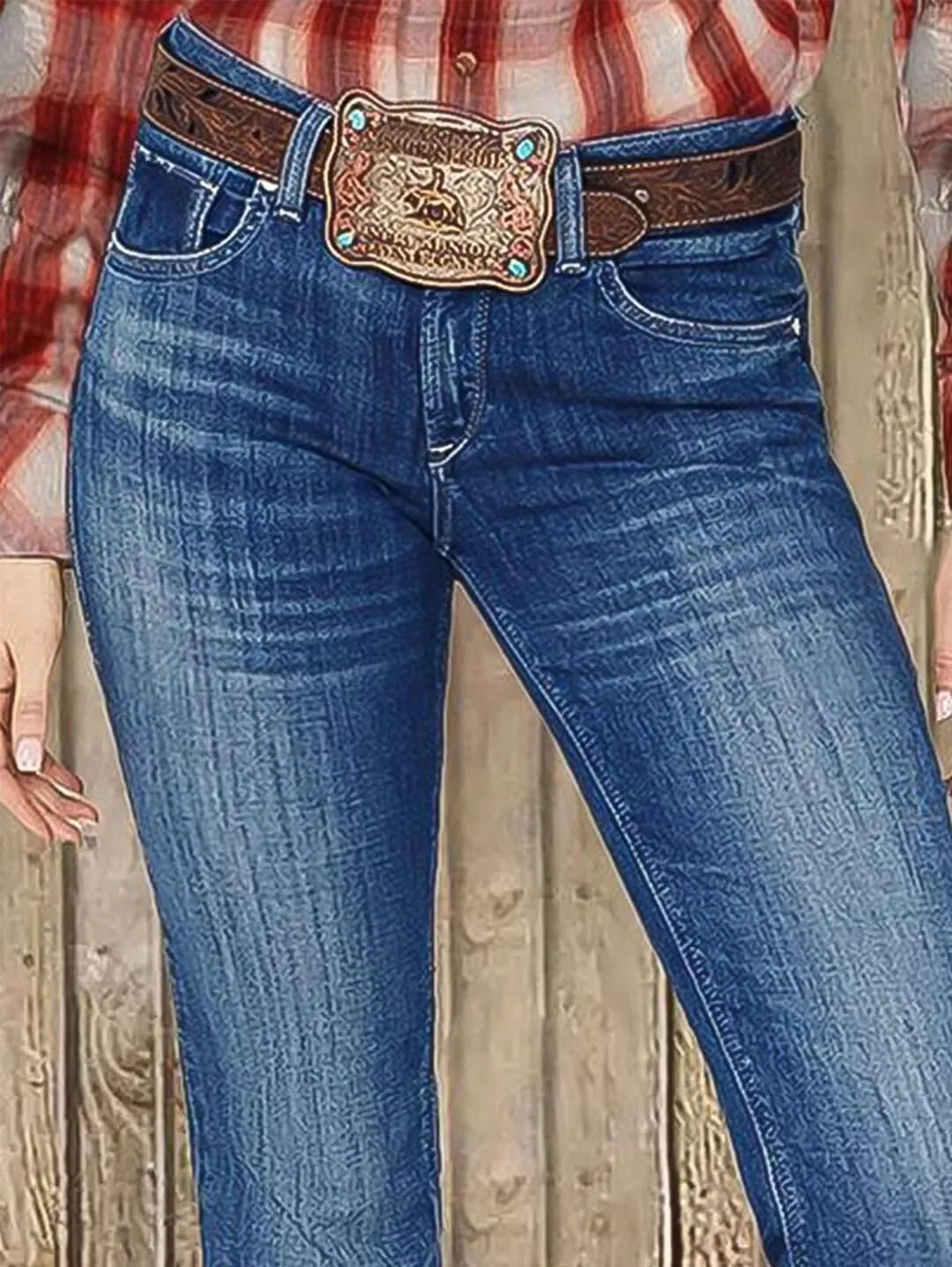 Flamingals Butt Lifting Straight Jeans Mid Waist Vintage Curvy Tummy Control Trendy Denim Jeans