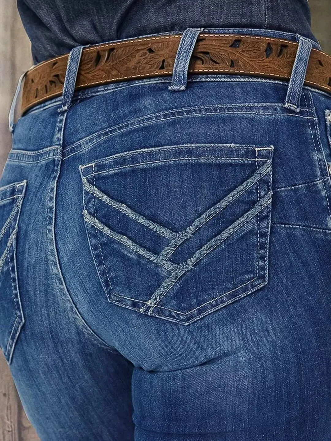 Flamingals Butt Lifting Straight Jeans Mid Waist Vintage Curvy Tummy Control Trendy Denim Jeans