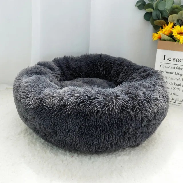Fluffy Calming Dog Bed. Pet Dog Bed Warm Fleece Round.  Winter Pets Dog Beds For Medium Large Dogs and Cats.