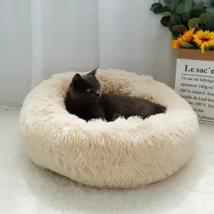 Fluffy Calming Dog Bed. Pet Dog Bed Warm Fleece Round.  Winter Pets Dog Beds For Medium Large Dogs and Cats.