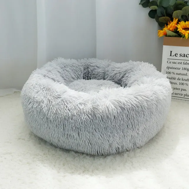 Fluffy Calming Dog Bed. Pet Dog Bed Warm Fleece Round.  Winter Pets Dog Beds For Medium Large Dogs and Cats.