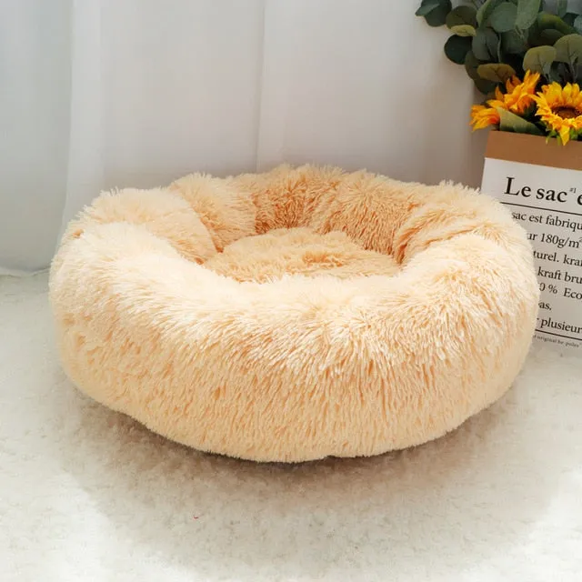 Fluffy Calming Dog Bed. Pet Dog Bed Warm Fleece Round.  Winter Pets Dog Beds For Medium Large Dogs and Cats.