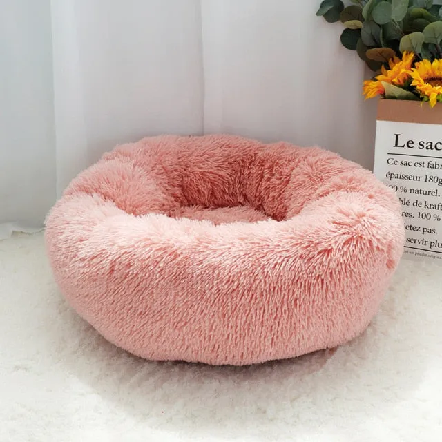 Fluffy Calming Dog Bed. Pet Dog Bed Warm Fleece Round.  Winter Pets Dog Beds For Medium Large Dogs and Cats.