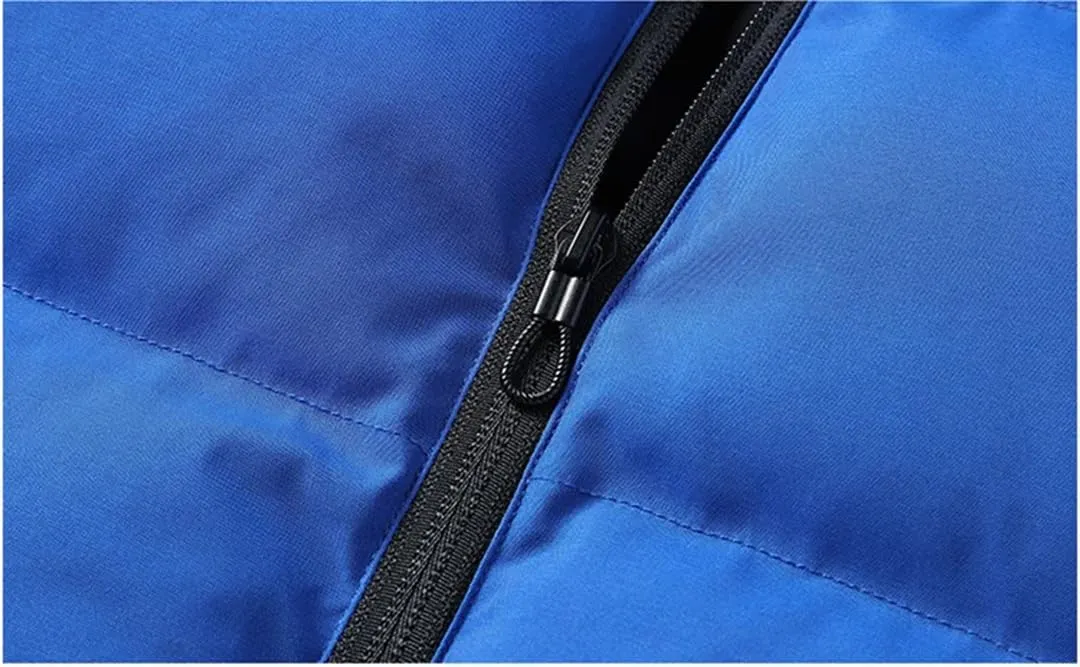Fnfmrfmr Men Solid Stand Collar Puffer Jackets Long Sleeve Zipper Warm Cotton Padded Parkas Coat