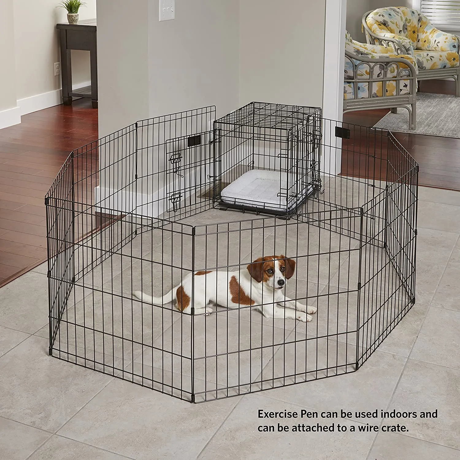 Foldable Dog Playpen with Walk-Thru Door -  8 Panels - Midwest Homes for Pets