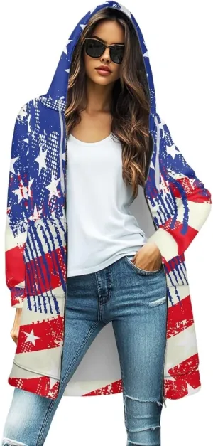 Full Zip up Hoodies Mid-Length Sweatshirt Cardigan Loose Casual Jackets Trendy Coat with Pockets S-3XL