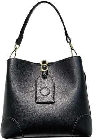 Genuine Leather Bucket Bags Women's Unique Shoulder Bags Hobo Handbags Multipurpose Design