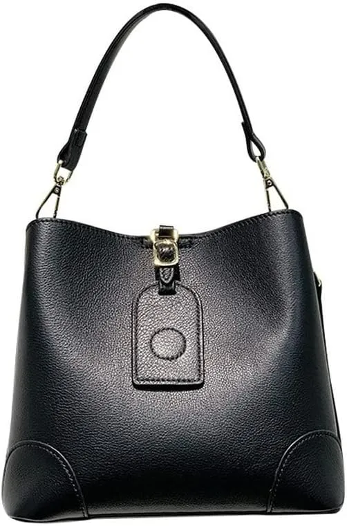 Genuine Leather Bucket Bags Women's Unique Shoulder Bags Hobo Handbags Multipurpose Design