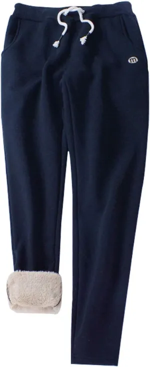 Gihuo Women's Sherpa Lined Sweatpants Winter Casual Jogger Sweat Pants Warm Athletic Thermal Fleece Lining Lounge Pants