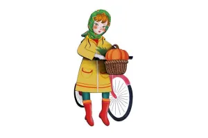 Girl with bicycle brooch by Laliblue
