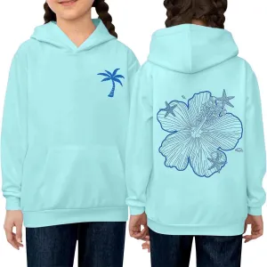 Girls Graphic Hoodies Ocean Coconut Tree Flowers Print Sweatshirts Y2K Oversized Pullover Casual Loose Long Sleeve Tops