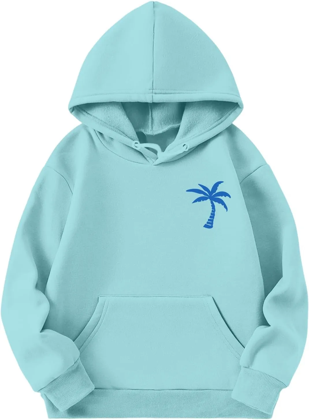Girls Graphic Hoodies Ocean Coconut Tree Flowers Print Sweatshirts Y2K Oversized Pullover Casual Loose Long Sleeve Tops